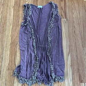 Altared state purple lace trim vest